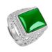 Elegant Rectangular Diamond Tree Of Life Green Agate Hollow Branches Jade Ring_ipsvogv.com