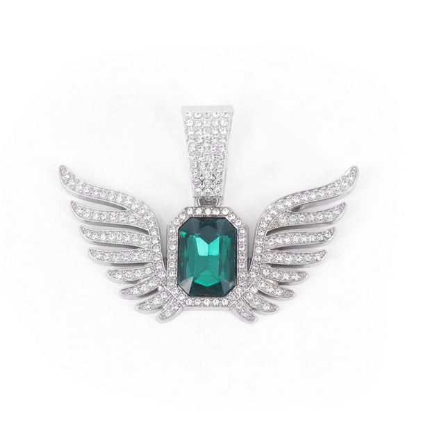Unisex New Hip Hop Jewelry Full Diamond Wing Pendant Hiphop Street Culture Trendy Men Cuban Necklace_ipsvogv.com