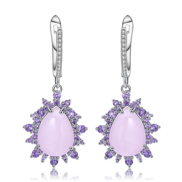 Luxury Natural Colored Gemstone Pink Chalcedony Earrings And Earrings. The Prosperous Series Of High Grade Silver Inlaid Gemstone Earrings_ipsvogv.com