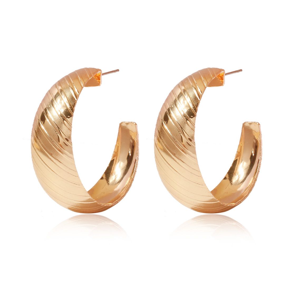 Unisex Striped Hoop Earrings Gold Hoop Earrings Simple Earrings Female_ipsvogv.com
