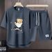 Men's Clothing 2024 Waffle Casual Summer Suit Men's Loose Teen Short sleeved T shirt Shorts Handsome Two piece Suit_ipsvogv.com