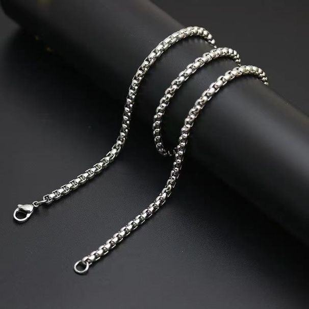 Men's Jewelry Chain Square Pearl Titanium Steel Necklace Hip Hop Simple Fashion All Match Sweater Chain Diy Accessories Do Not Fade_ipsvogv.com
