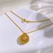 Women's Jewelry Disc Round Hollow Texture Necklace Geometric Retro Metal Texture Boutique Pendant Necklace_ipsvogv.com