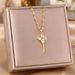 Four Leaf Clover Zircon Necklace, Women's Personalized Diamond Inlaid Key Pendant, Titanium Steel Lock Chain, Versatile_ipsvogv.com