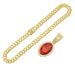 Hot selling red oval pendant with large buckle Cuban chain necklace for men's hip-hop and street dance accessories_ipsvogv.com