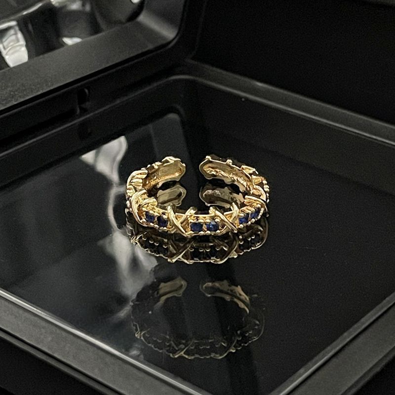 Diamond New Color Rose Zircon Gold Cross Opening For Women's Ins Cool Wind Light Luxury Girl Versatile Ring_ipsvogv.com