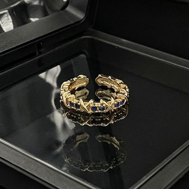 Diamond New Color Rose Zircon Gold Cross Opening For Women's Ins Cool Wind Light Luxury Girl Versatile Ring_ipsvogv.com