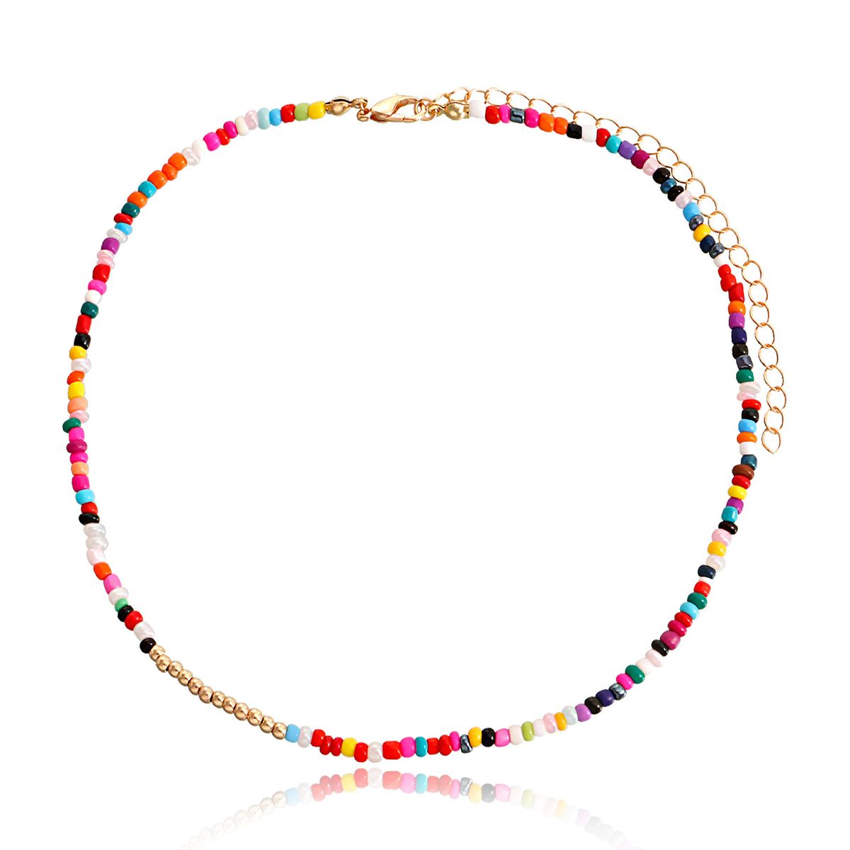 Bohemian Double Color Rice Bead Shell Necklace Women Ins Beach_ipsvogv.com