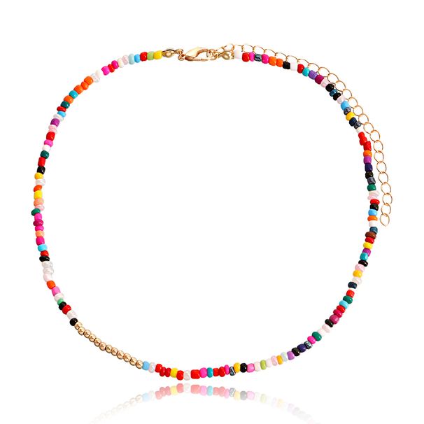 Bohemian Double Color Rice Bead Shell Necklace Women Ins Beach_ipsvogv.com