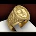 Cao Shi Crown Lion Shield Emblem Copper Plated Royal Seal Men's Ring_ipsvogv.com