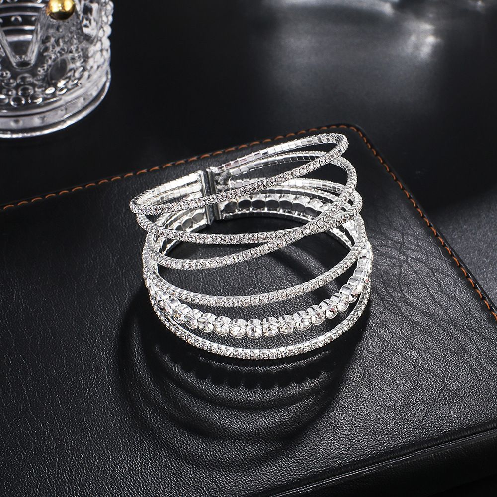 Women's Jewelry Set Fashion Jewelry New Diamond Wire Elastic Bracelet Six Rows Irregular Personality Bracelet Jewelry_ipsvogv.com