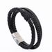 Woven Fashion Titanium Steel Braided Magnetic Clasp Multi-layer Leather Bracelet_ipsvogv.com