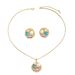 Korean Minimalist Jewelry Set - Geometric Earrings & Necklace With Gemstone Accents, Dainty Irregular Design For Women_ipsvogv.com