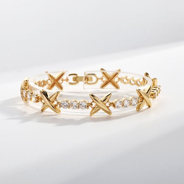 Cuban Chain Copper Gold-Plated Punk Zircon Micro-Inlaid Light Luxury X-Shaped Hip-Hop Bracelet_ipsvogv.com