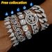 Full Diamond Cuban Chain Bracelet Set Fashion Personality Spiked Alloy Rhinestone Hip Hop Accessories_ipsvogv.com