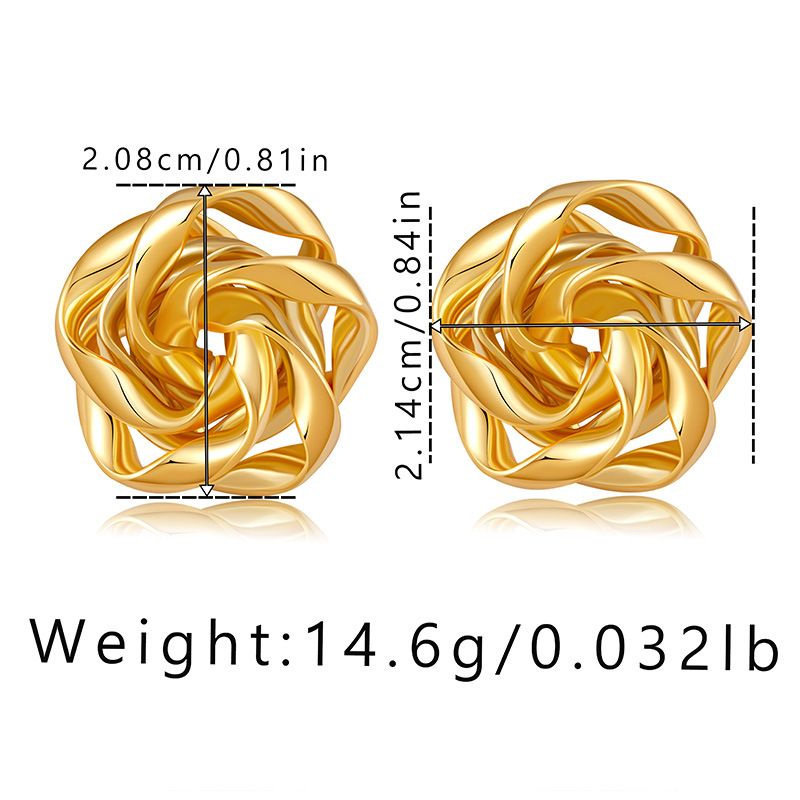 French irregular flower design niche earrings small size fashionable commuting all match retro earrings plated with K real gold_ipsvogv.com