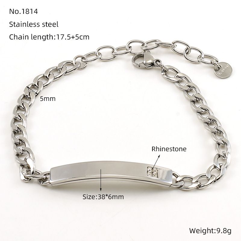 Women's Jewelry Simple Stainless Steel Curved Diamond Bracelet All Match Cuban Titanium Chain Steel Men's And Women's Bracelet_ipsvogv.com