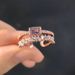 Popular geometric colored zircon open ring for women Copper gold plated adjustable ring_ipsvogv.com