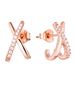 Geometric cross X zircon earrings s925 silver plated rose gold earrings female jewelry silver jewelry_ipsvogv.com