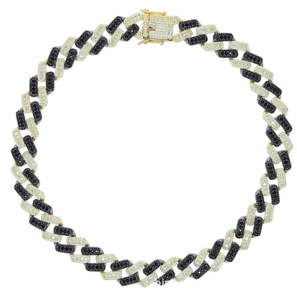 New 15mm Wide Two Color Hip Hop Studded Full Dia Men's Cuban Chain_ipsvogv.com