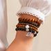ethnic Stacking Beaded Elastic Bracelet Personalized Maillard Retro Bull Head Turquoise Round Bead Hand Jewelry_ipsvogv.com