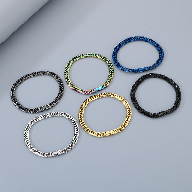 Women's Jewelry Set Simple And Elegant Jewelry Buckle Bracelet Retro Vacuum Electroplated Six-sided Ground Double-woven Chain Titanium Steel_ipsvogv.com