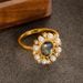 French Medieval Diamond Inlaid Zircon Pearl Open With Female Niche Temperament, Court Style Adjustable Ring_ipsvogv.com