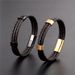 Minimalist men's multi-layer leather rope new atmospheric stainless steel bracelet, fashionable and versatile to choose_ipsvogv.com