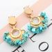 Fashion charm metal earrings exquisite fan shaped natural stone resin feminine temperament versatile earrings_ipsvogv.com