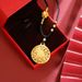 hollow Out Lucky Eight Treasure Compass Sand Gold Necklace For Women, Light Luxury And High-end Chinese Style Jewelry_ipsvogv.com