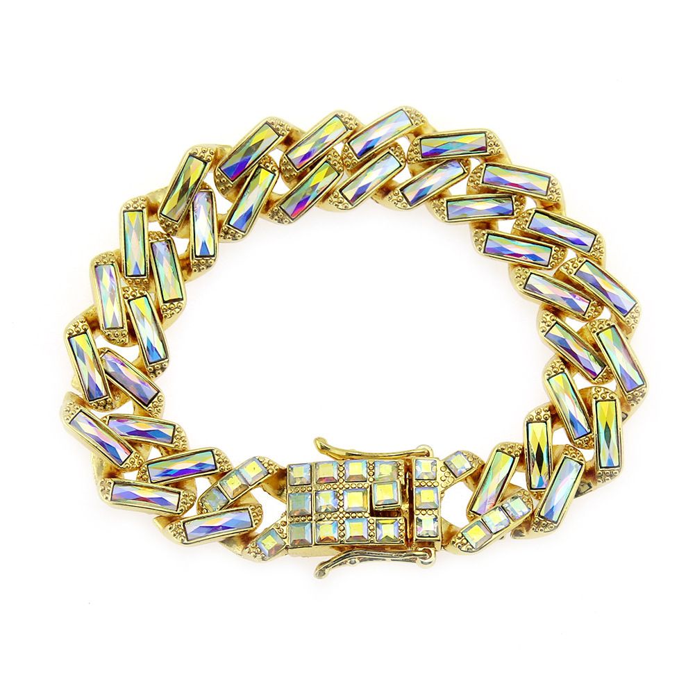 Accessories new product domineering hip-hop men's inlaid colored diamond bracelet_ipsvogv.com