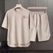 Men's Clothing 2024 Waffle Casual Summer Suit Men's Loose Teen Short sleeved T shirt Shorts Handsome Two piece Suit_ipsvogv.com