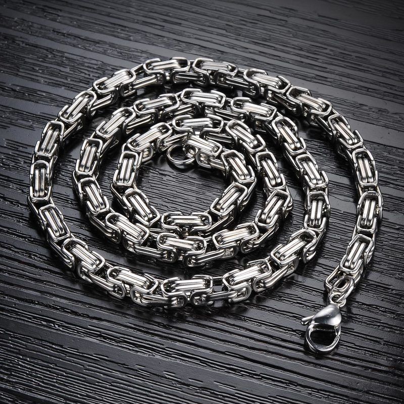 Cool Stainless Steel Men's 5mm width Byzantine Necklace Chain_ipsvogv.com