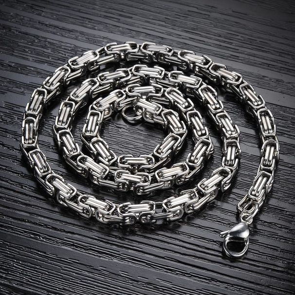 Cool Stainless Steel Men's 5mm width Byzantine Necklace Chain_ipsvogv.com