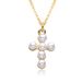 Micro Inlaid Zircon Pearl Cross Minimalist Wind Furnace Real Gold Necklace Female Ins Net Red Clavicle Chain Accessories_ipsvogv.com