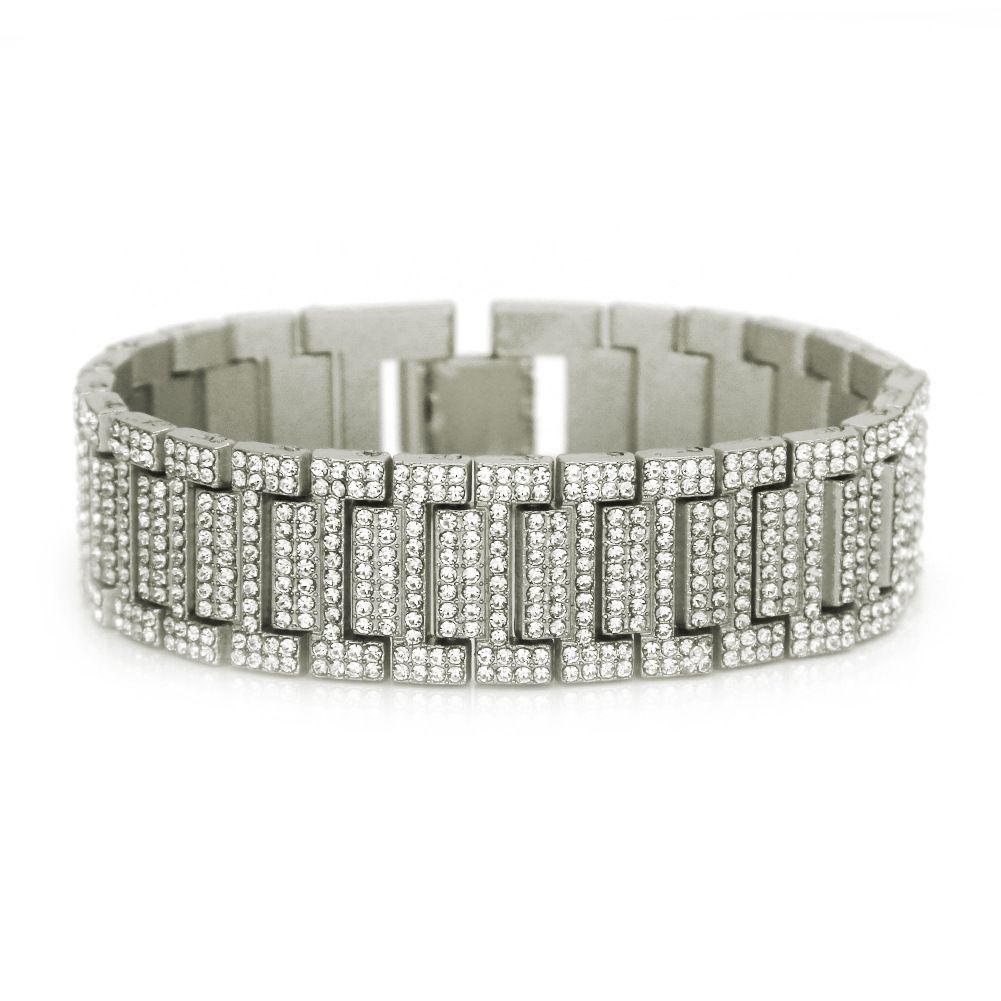 Hip Hop Rap For Men, Bold And Exaggerated Diamond-Encrusted Bracelet, Bangle, Watch Strap Style Bamboo Knot Bracelet_ipsvogv.com