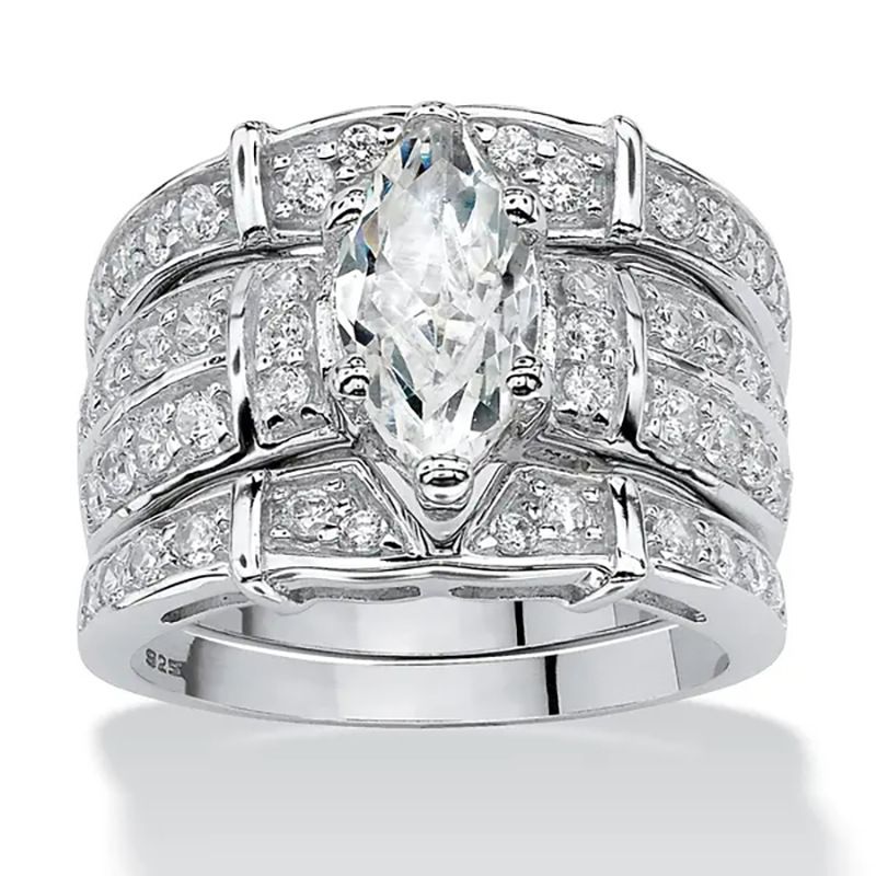 Cao Shi's High End Three Fashion Set Luxury Horse Eye Zircon Ring_ipsvogv.com