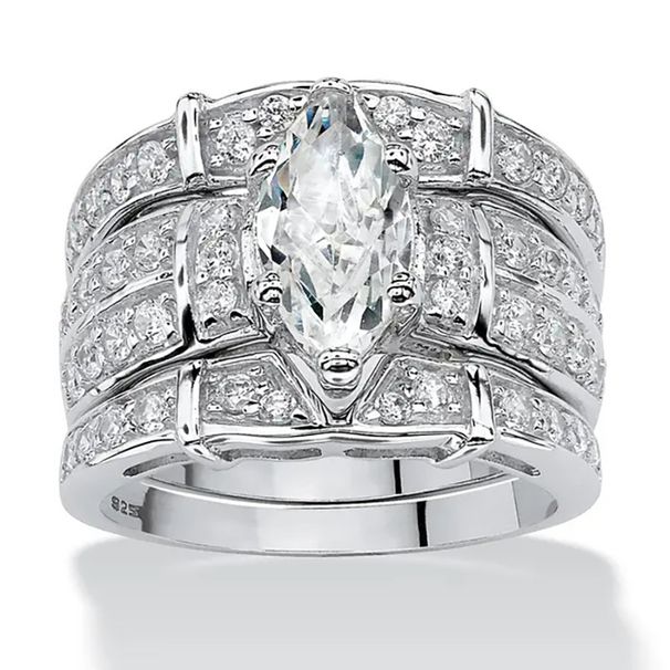Cao Shi's High End Three Fashion Set Luxury Horse Eye Zircon Ring_ipsvogv.com
