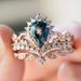 Three Brilliant Luxurious Princesses, Crown And Rose Gold Ring Accessories, Inlaid With Water Droplet Colored Diamond_ipsvogv.com