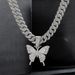 Hip hop necklace street rap butterfly pendant Cuban necklace personality trend couple necklace_ipsvogv.com