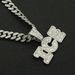 Hip hop splicing square cool letter Cuban necklace pendant trendy alloy full diamond collarbone chain_ipsvogv.com