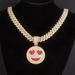 Halloween Full Diamond Smiley Face Pendant Cuban Necklace Hip Hop Personality Trendy Accessories_ipsvogv.com