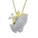 Men's Hip Hop Angel Cross Pendant Necklace With Prayer Hands Silver Gold Options - 61cm Chain Length Hip Hop Angel Hands Praying Pendant Necklace_ipsvogv.com
