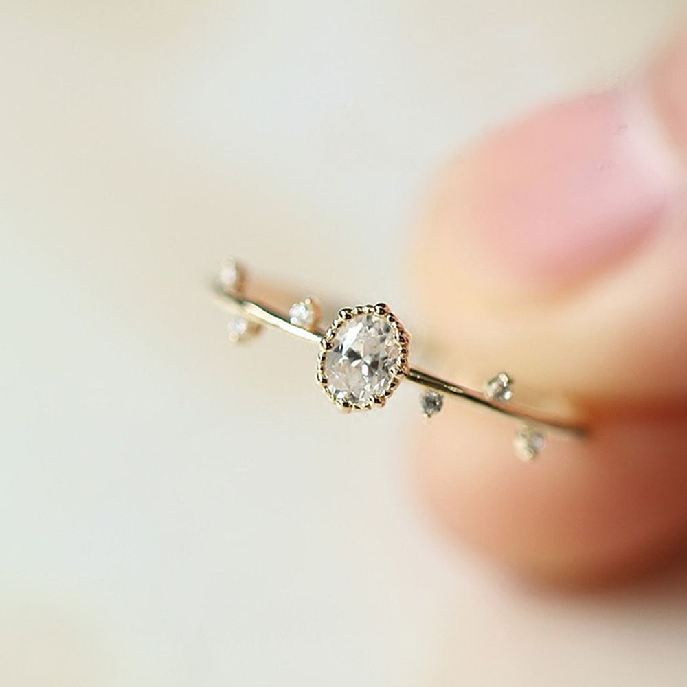 Cao Shi Agete Extremely Simple Wind Oval Egg Shaped Delicate And Unique Branch Small Broken Diamond Ring Female_ipsvogv.com