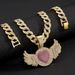 Full Angel Alloy Pendant Men's Hip Hop Water Diamond Love Wings Necklace Cuban Chain Neck Jewelry Women's Accessories_ipsvogv.com