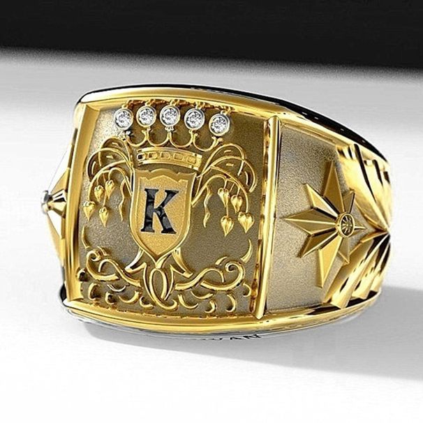 Cao Shi's Personalized Creative Crown Pattern Men's Gold Plated Ring Handicraft_ipsvogv.com