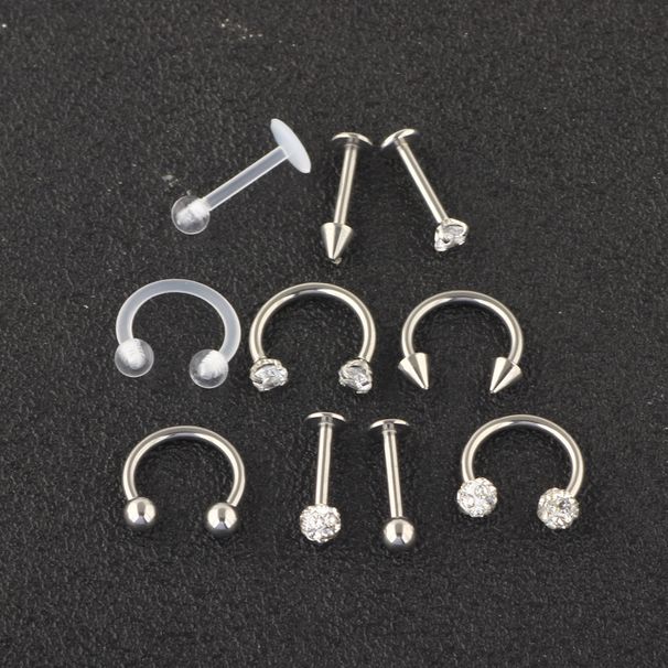 Puncture suit 10 pieces body piercing jewelry suit nose stud nose ring earrings ear bone stud CARTILAGE_ipsvogv.com