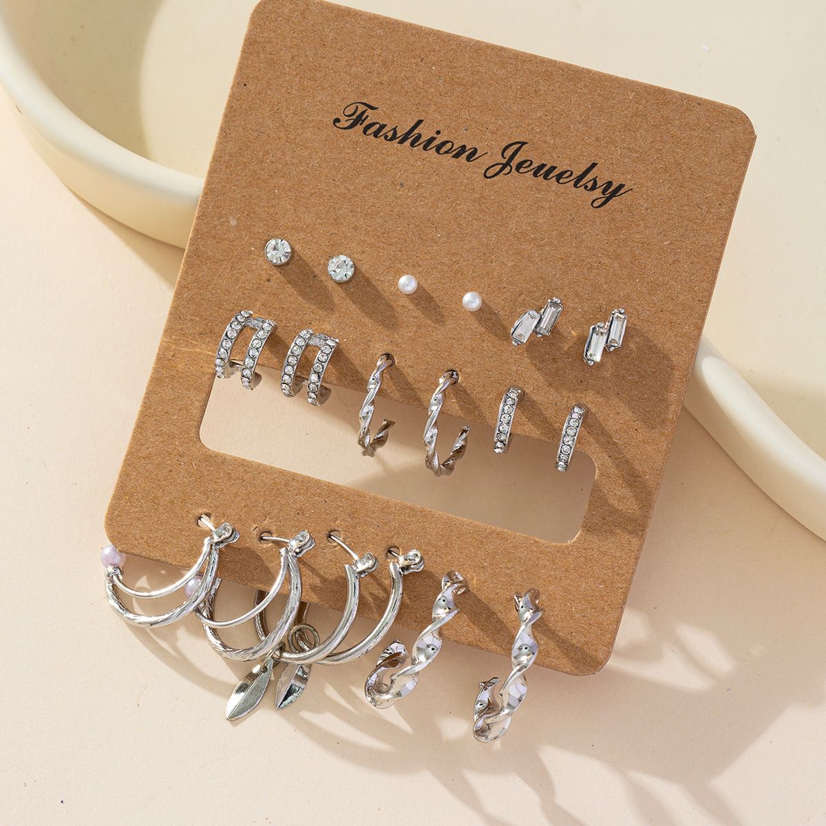 Women’s Jewelry Set Fashion Hot Selling Gold And Silver Color Preserving Large Earrings Pearl Crosses Multiple Pairs Of Women's Earring Sets_ipsvogv.com
