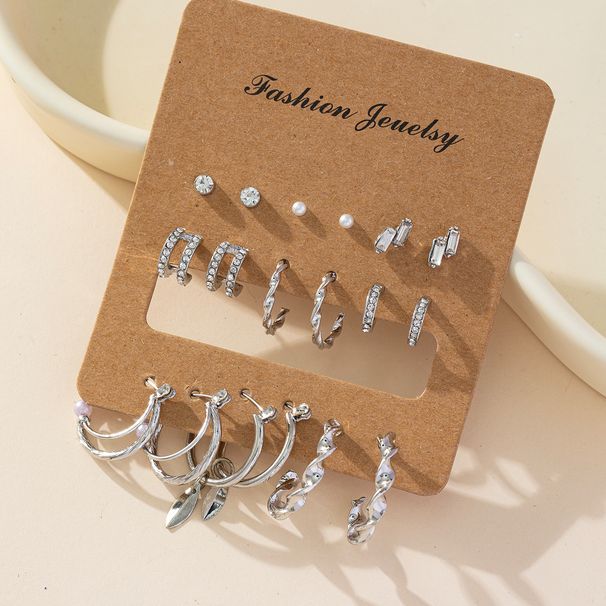 Women’s Jewelry Set Fashion Hot Selling Gold And Silver Color Preserving Large Earrings Pearl Crosses Multiple Pairs Of Women's Earring Sets_ipsvogv.com