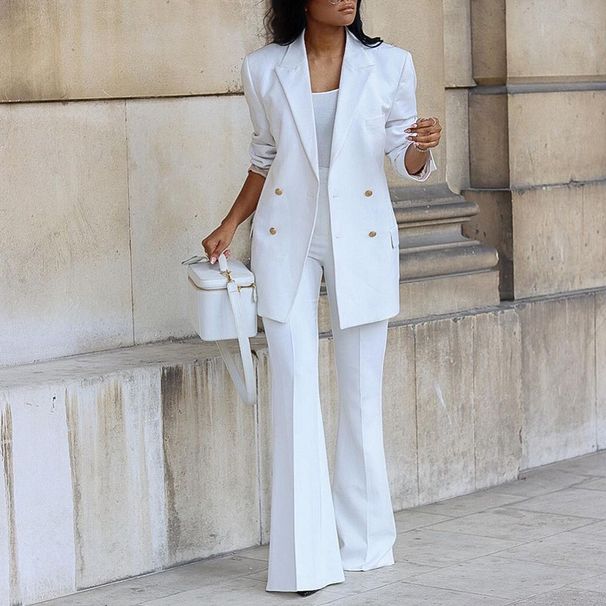 Women's Elegant Streetwear Solid Color Polyester Blazer Suits_ipsvogv.com